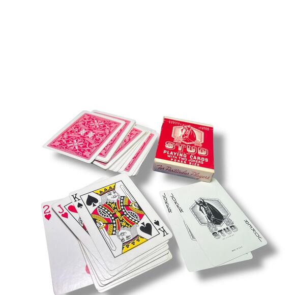 Vintage Stud Playing Cards Poker Size w/ 2 Jokers Red Box Linen USA Walgreens - Picture 1 of 5